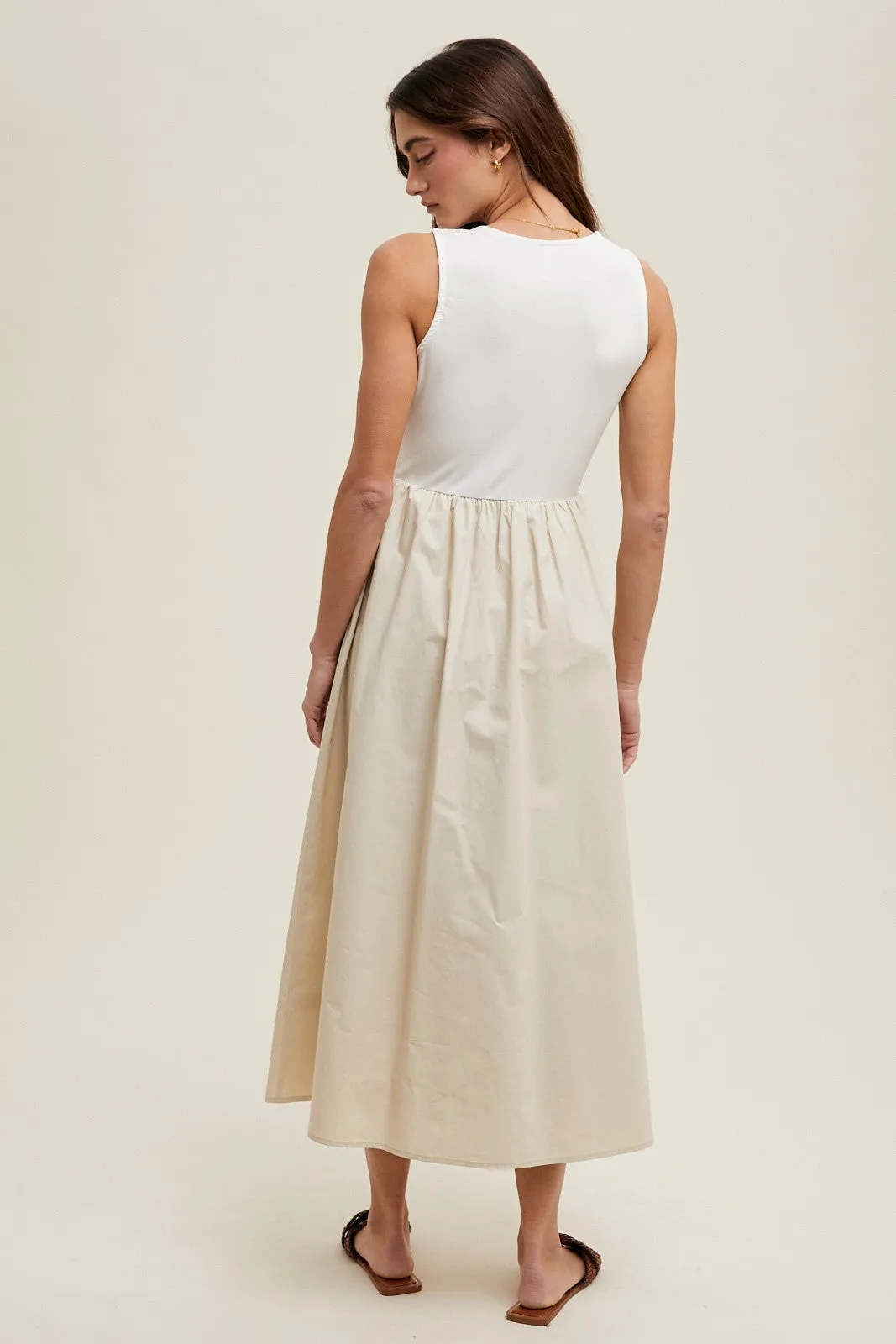 White Knit Contrast Top Sleeveless Midi Dress sold by Pinkblush product image thumbnail 3