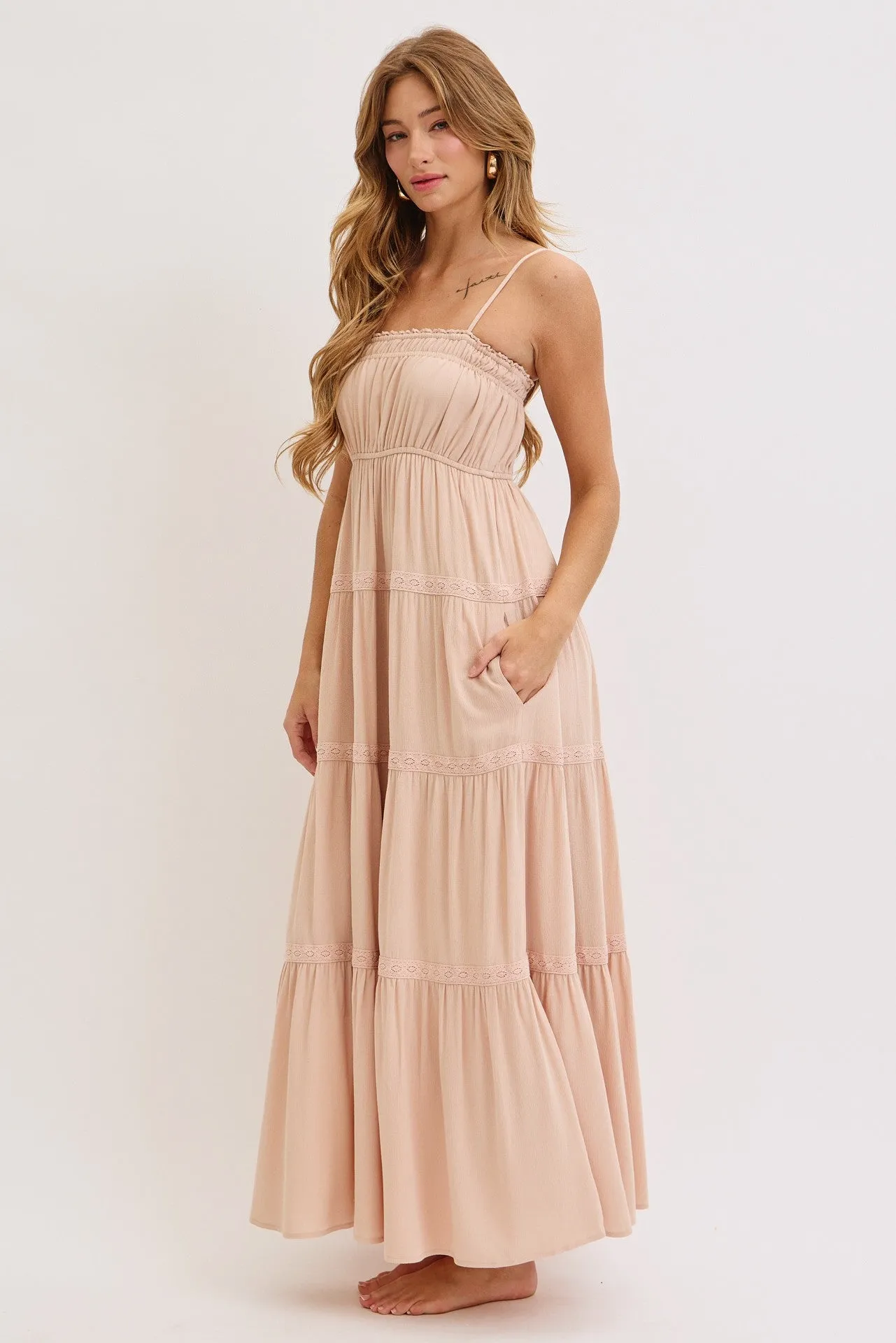 CreamLace Tiered Sleeveless Maxi Dress sold by Pinkblush product image thumbnail 2