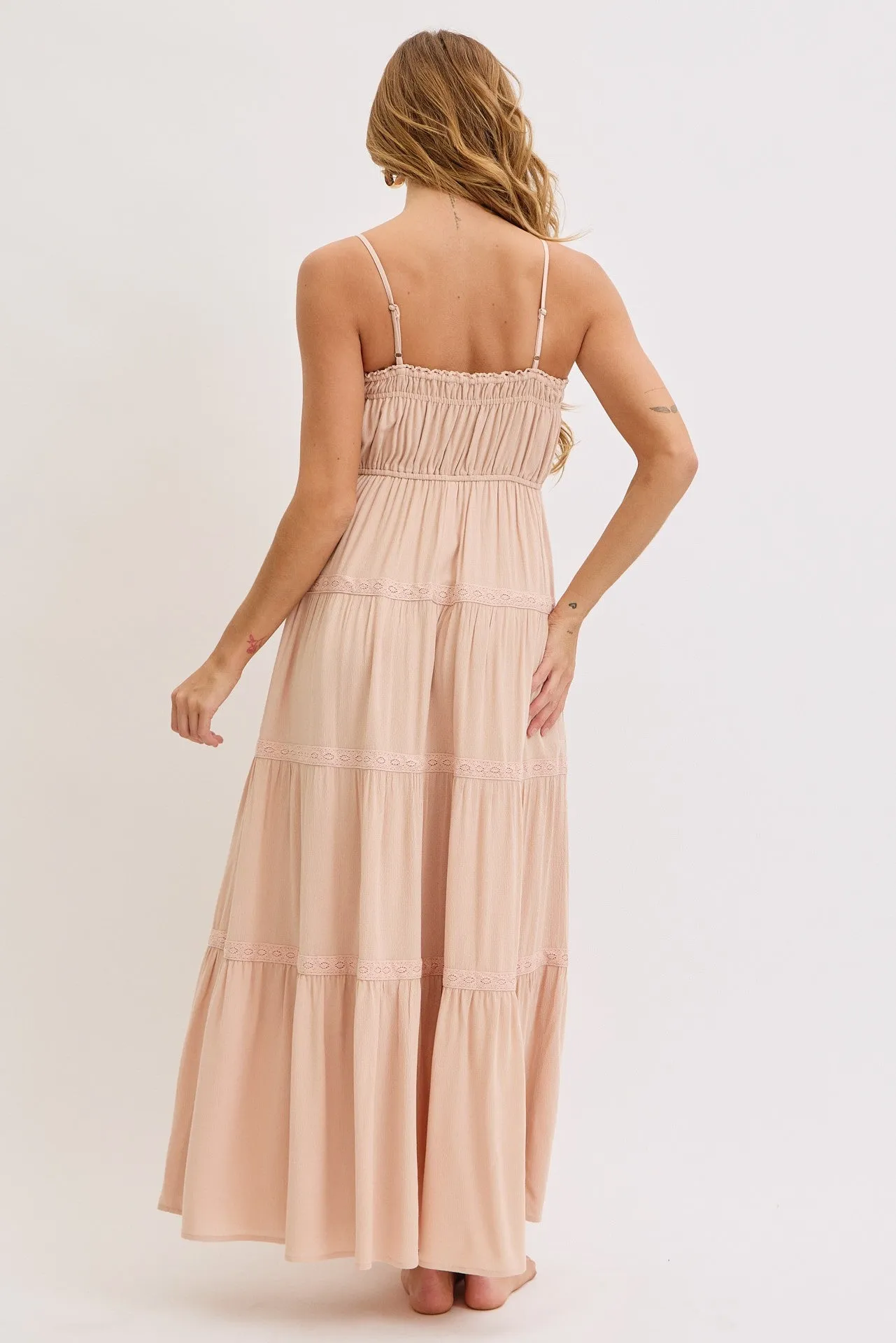 CreamLace Tiered Sleeveless Maxi Dress sold by Pinkblush product image thumbnail 3