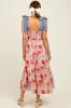 Red Floral Contrast Shoulder Tie Midi Dress sold by Pinkblush