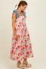 Red Floral Contrast Shoulder Tie Midi Dress sold by Pinkblush