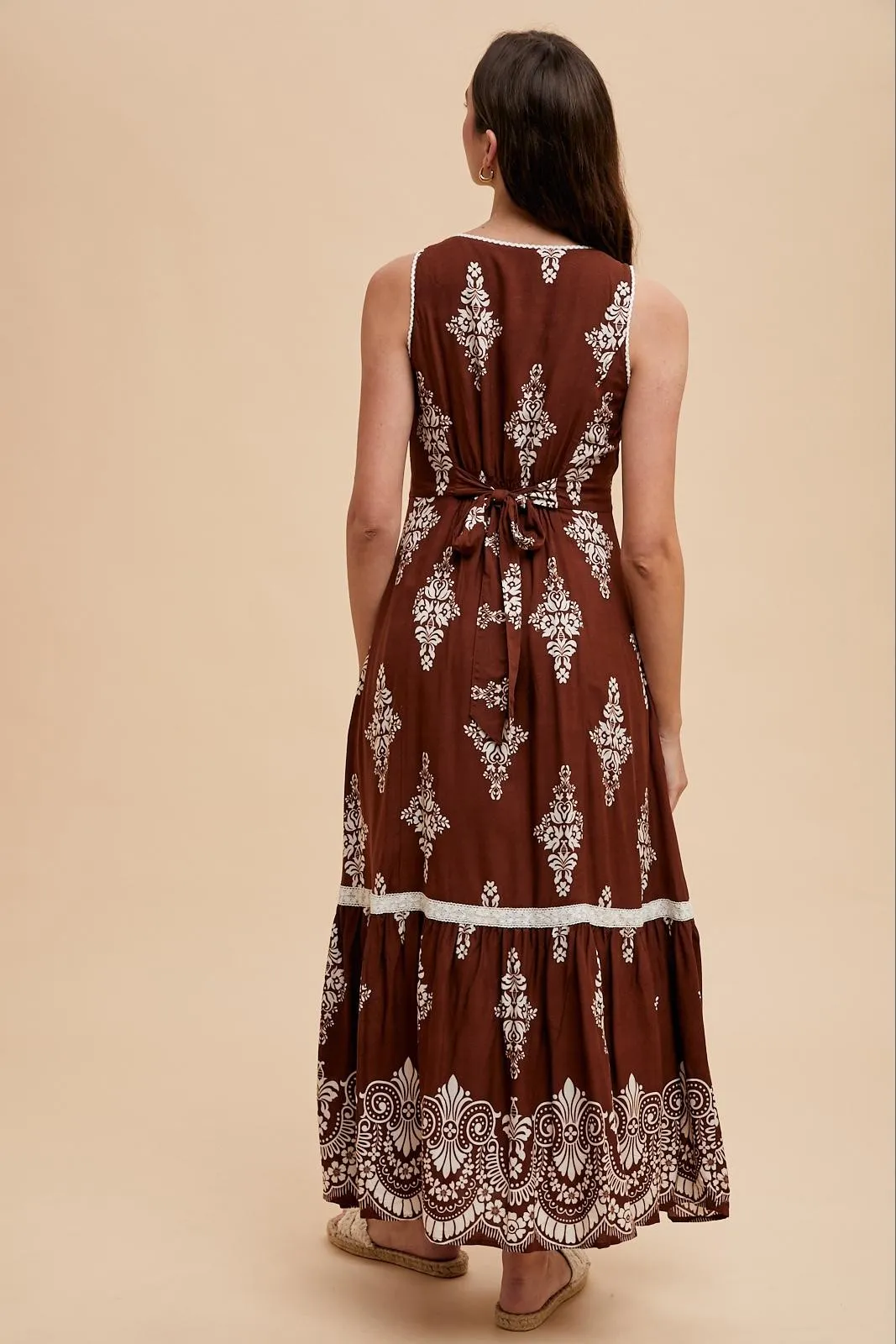 Brown Border Print Resort Maxi Dress sold by Pinkblush product image thumbnail 4