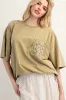 Olive Mineral Wash Crochet Pocket Top sold by Pinkblush