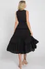 Black Tiered Ruffle Cutout Midi Dress sold by Pinkblush