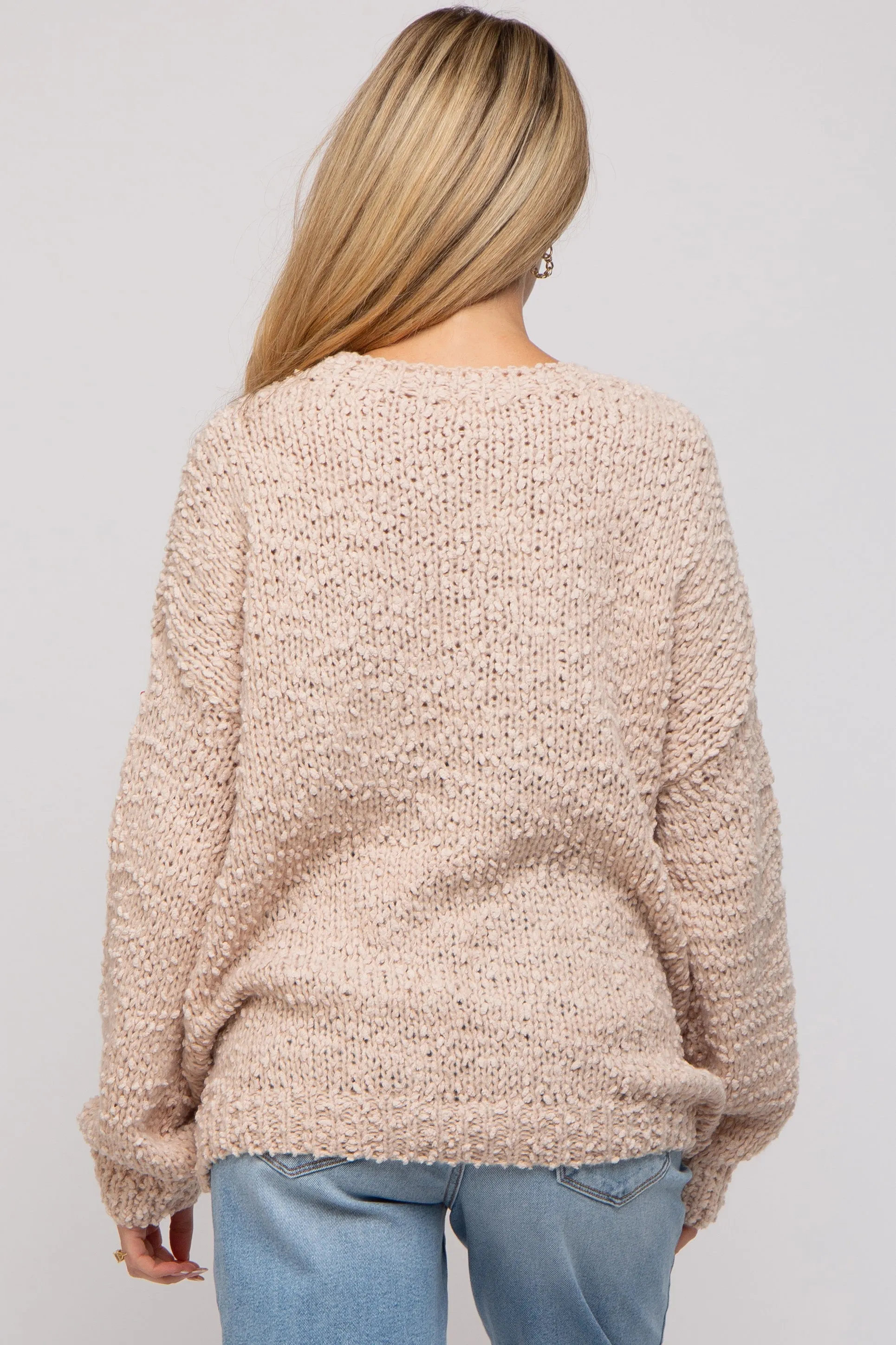Beige Chunky Loose Knit Maternity Sweater sold by Pinkblush product image thumbnail 3