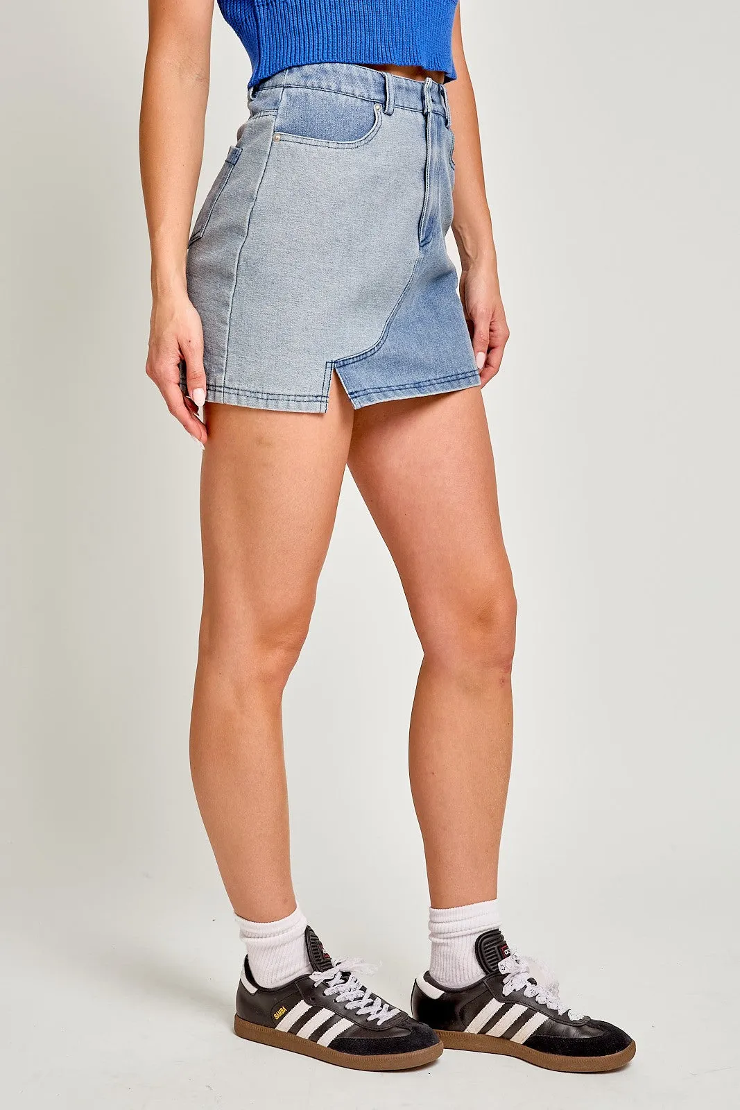 Denim Reversed Block Mini Skirt sold by Pinkblush product image thumbnail 5