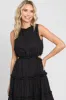 Black Tiered Ruffle Cutout Midi Dress sold by Pinkblush