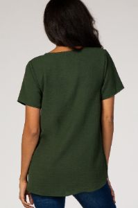 Olive Button Tie Front Maternity Top sold by Pinkblush