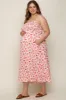 Ivory Square Neck Smocked Plus Maternity Midi Dress sold by Pinkblush