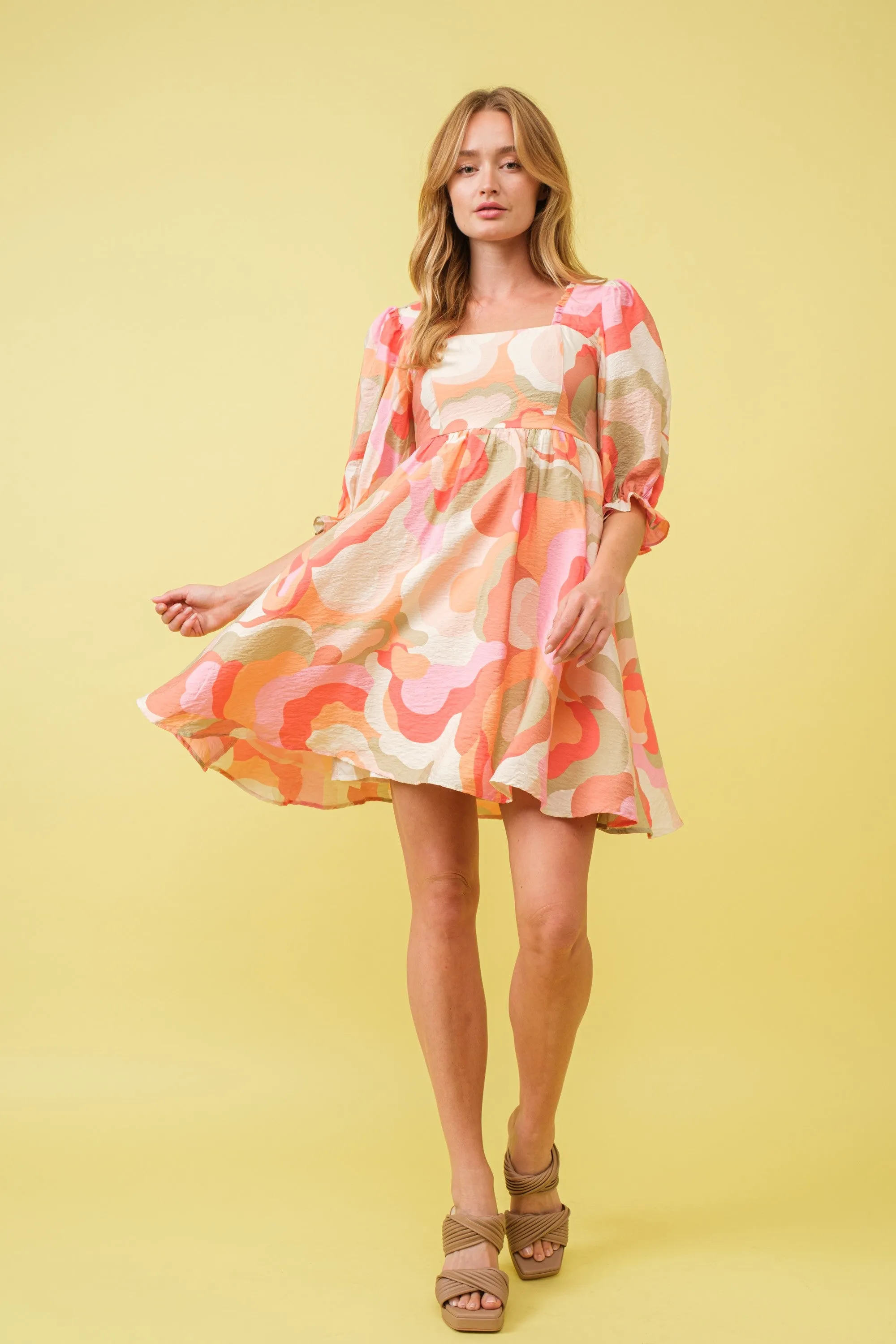 Pink Print Puff Sleeve Mini Dress sold by Pinkblush product image thumbnail 4