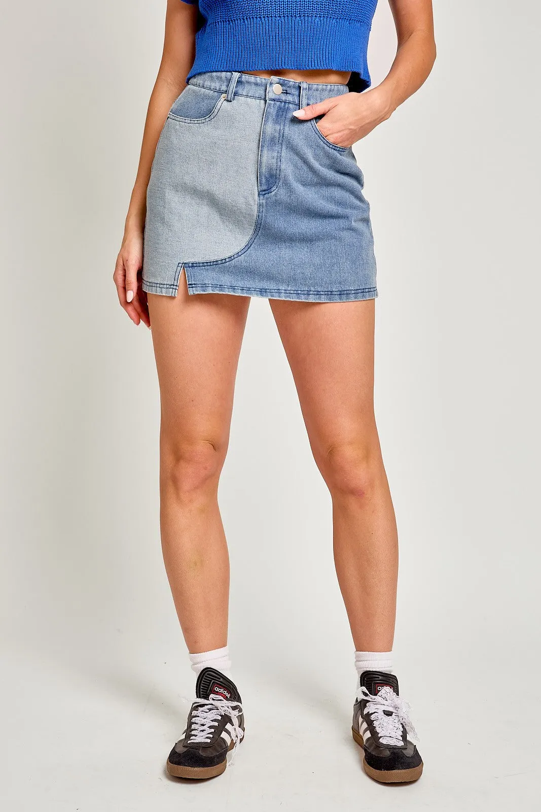Denim Reversed Block Mini Skirt sold by Pinkblush product image thumbnail 3