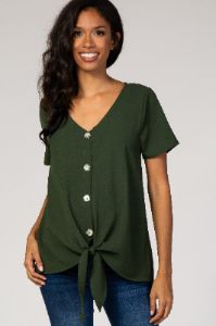 Olive Button Tie Front Maternity Top sold by Pinkblush