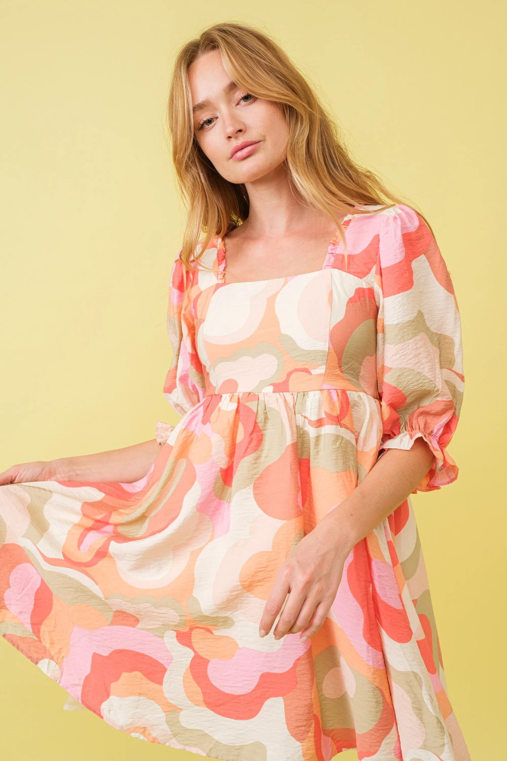 Pink Print Puff Sleeve Mini Dress sold by Pinkblush product image thumbnail 2