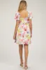 Multi-Color Floral V-Neck Short Puff Sleeve Ruffle Waist Maternity Dress sold by Pinkblush