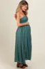 Teal Sleeveless Square Neckline Maternity Maxi Dress sold by Pinkblush
