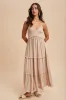 Beige Swiss Dot Smocked Sleeveless Maxi Dress sold by Pinkblush