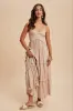 Beige Swiss Dot Smocked Sleeveless Maxi Dress sold by Pinkblush