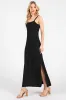 Black Textured Stripe Side Slit Maxi Dress sold by Pinkblush