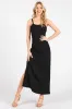 Black Textured Stripe Side Slit Maxi Dress sold by Pinkblush