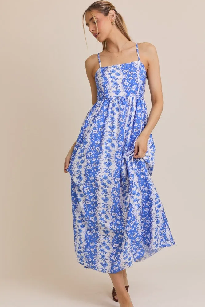 Blue Floral Colorblock Sleeveless Maternity Maxi Dress sold by Pinkblush product image thumbnail 5