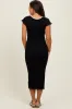 Black Lace Contrast Fitted Maternity Midi Dress sold by Pinkblush