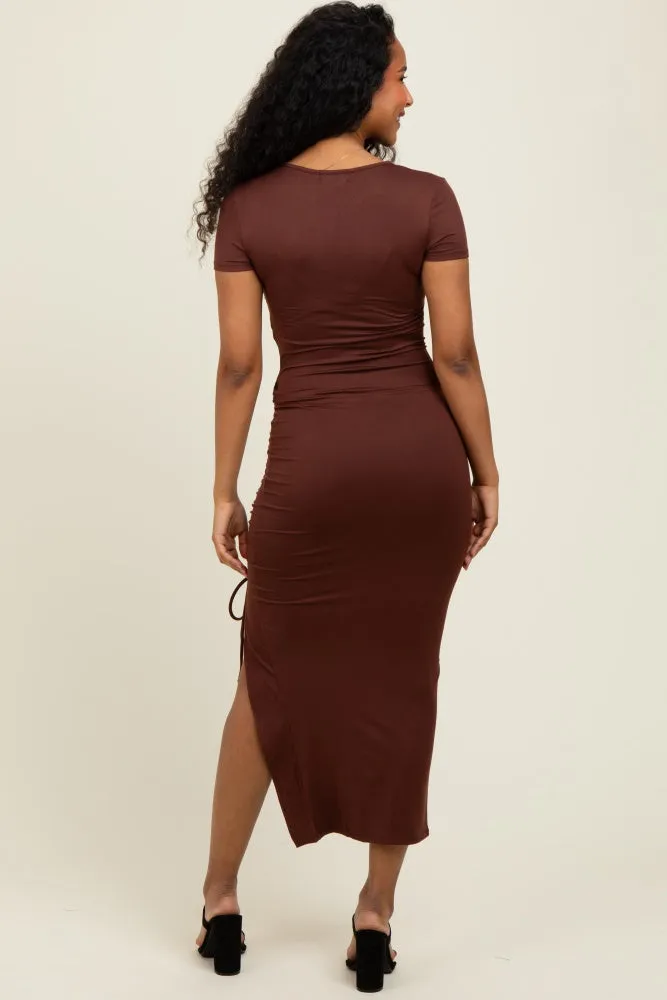 Brown Side Slit Maxi Dress sold by Pinkblush product image thumbnail 3