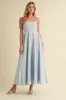 Light Blue Linen A-Line Flared Maternity Midi Dress sold by Pinkblush