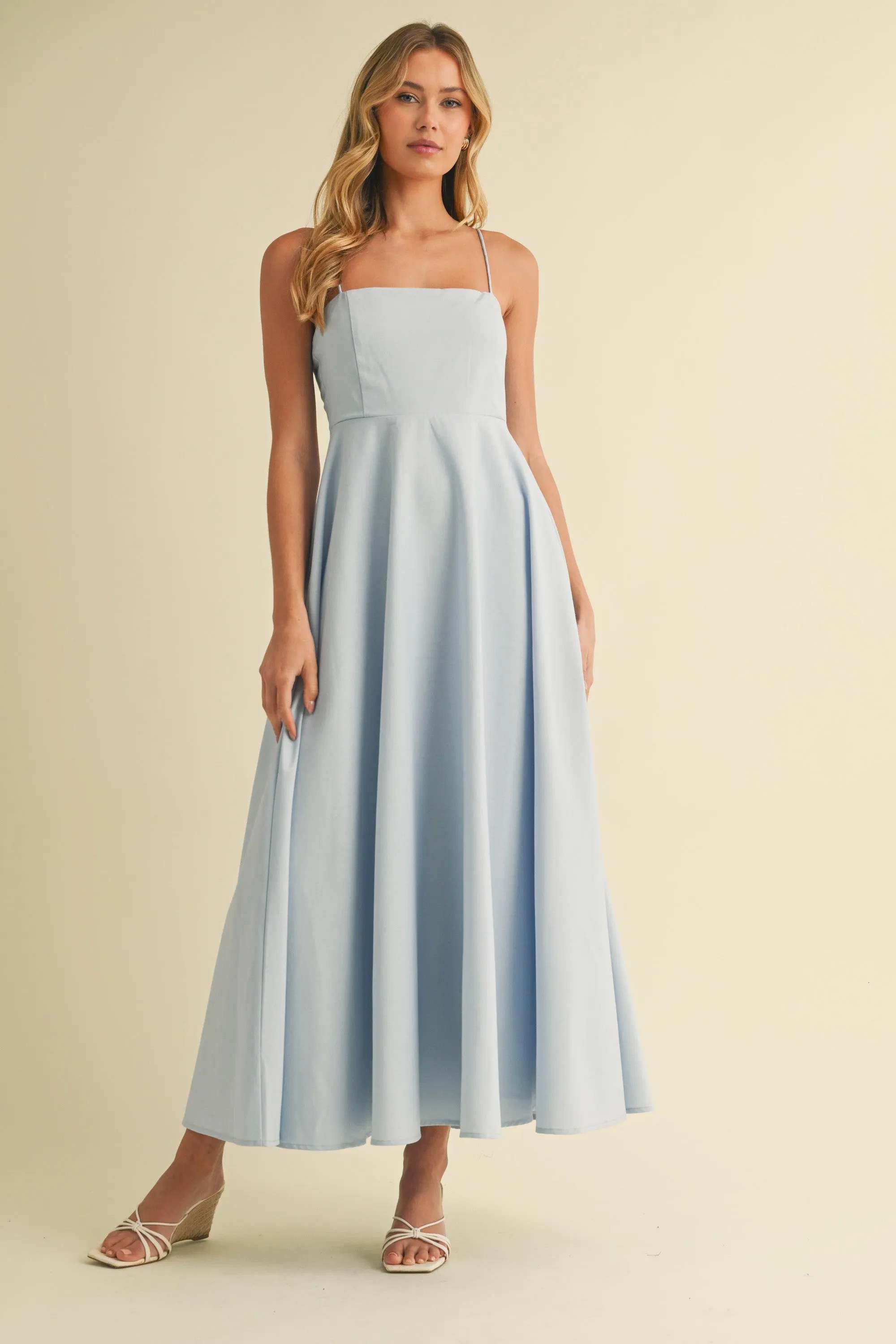 Light Blue Linen A-Line Flared Maternity Midi Dress sold by Pinkblush product image thumbnail 5