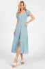 Light Blue Floral V-Neck Button Down Maternity Midi Dress sold by Pinkblush