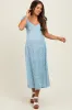 Light Blue Floral V-Neck Button Down Maternity Midi Dress sold by Pinkblush