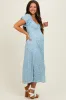 Light Blue Floral V-Neck Button Down Maternity Midi Dress sold by Pinkblush