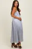 Light Grey Satin Sleeveless Tie-Back Maternity Midi Dress sold by Pinkblush