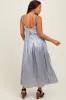 Light Grey Satin Sleeveless Tie-Back Maternity Midi Dress sold by Pinkblush