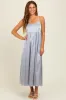 Light Grey Satin Sleeveless Tie-Back Maternity Midi Dress sold by Pinkblush