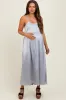 Light Grey Satin Sleeveless Tie-Back Maternity Midi Dress sold by Pinkblush