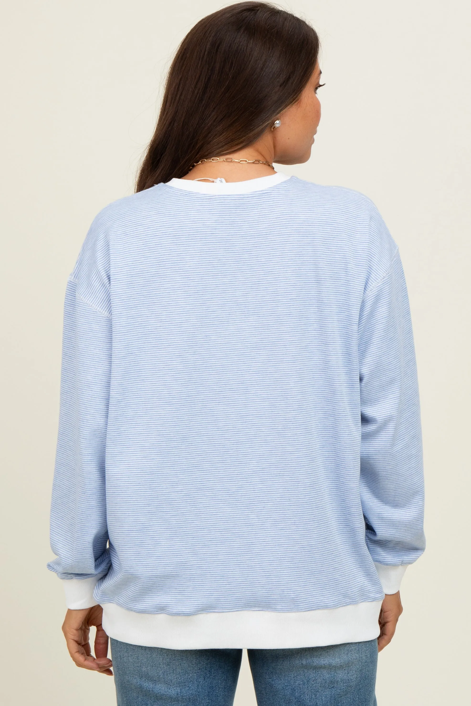 Blue Striped Maternity Pullover Top sold by Pinkblush product image thumbnail 4