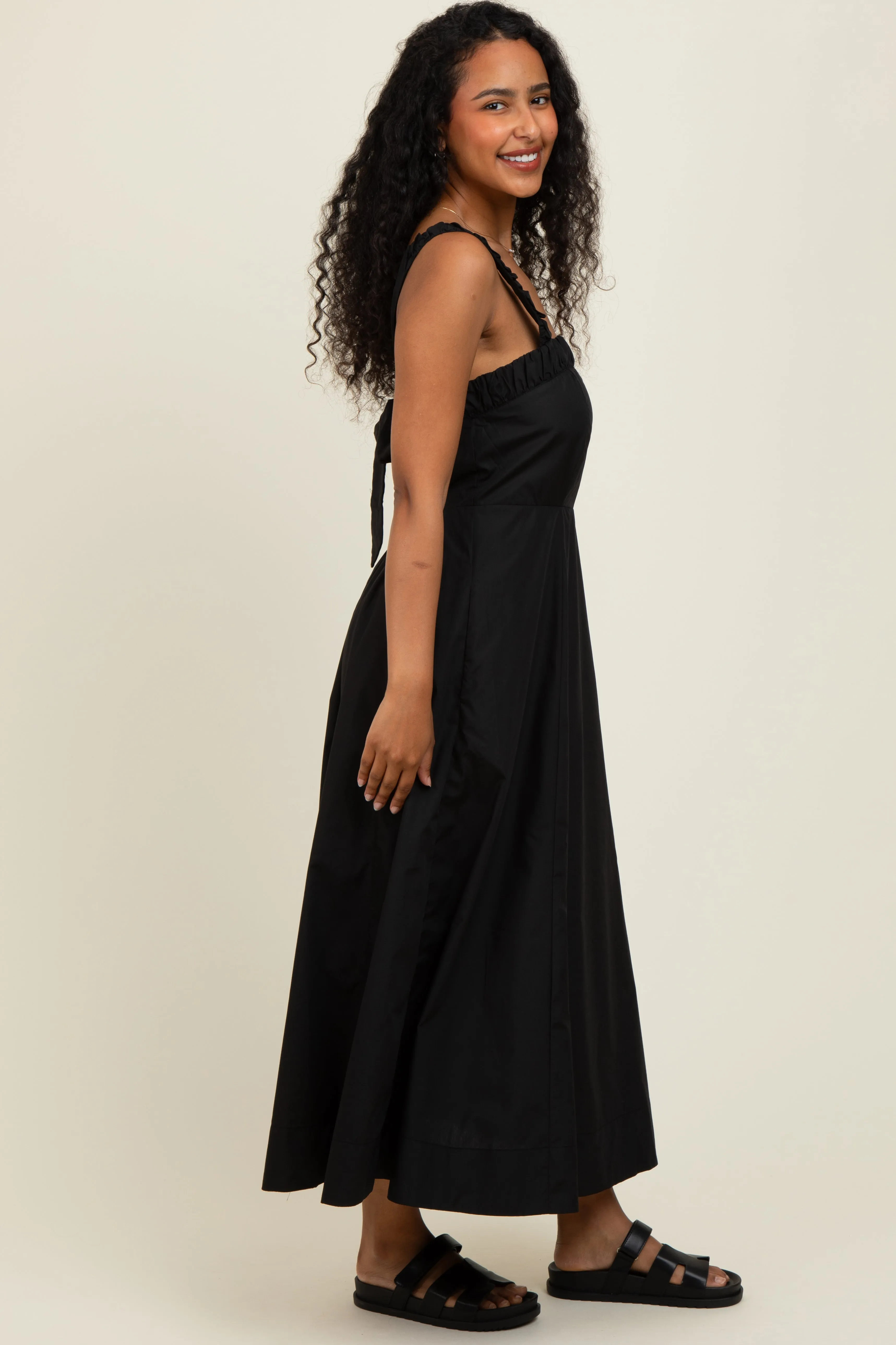 Black Back Bow Tie Detail Sleeveless Midi Dress sold by Pinkblush product image thumbnail 3