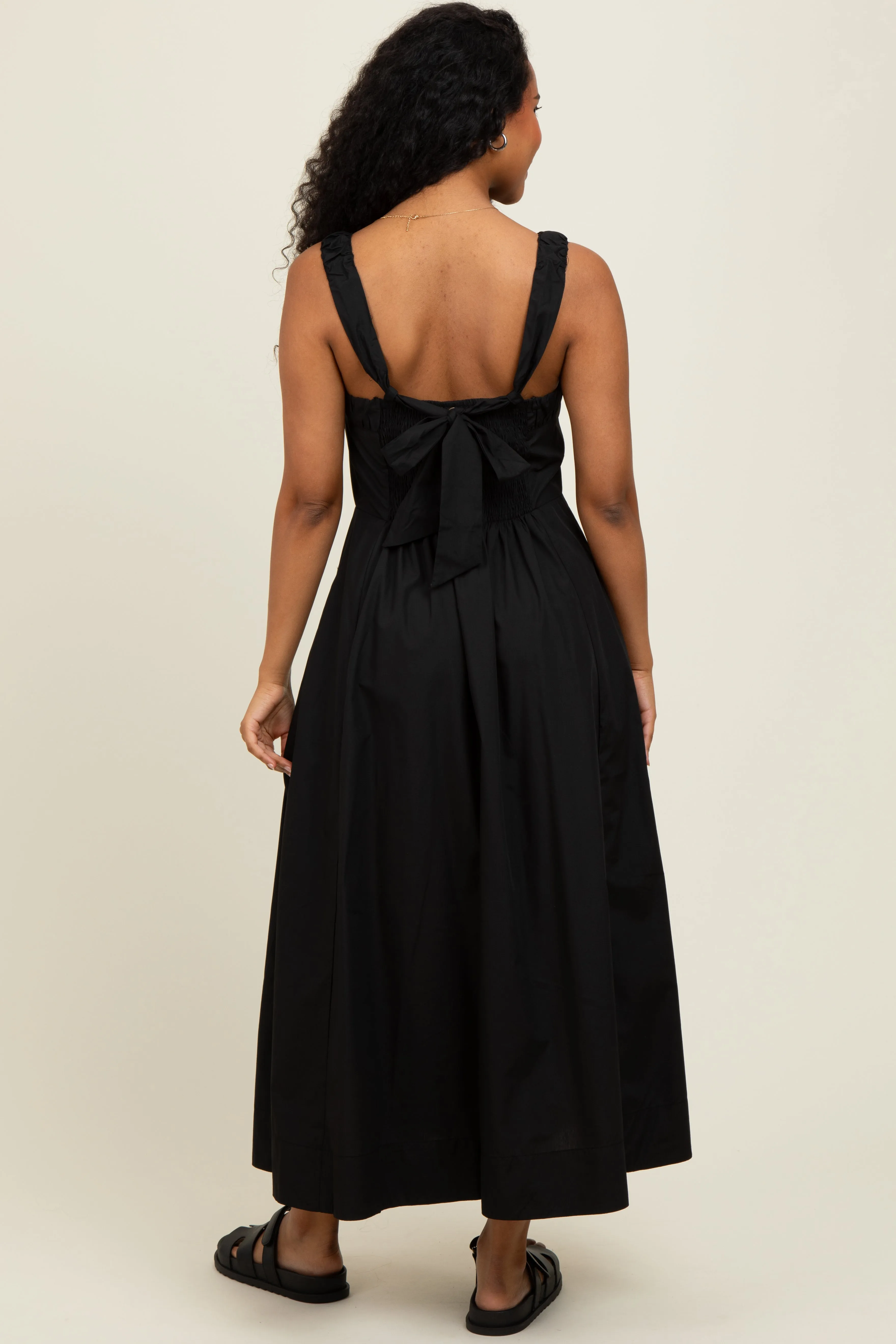 Black Back Bow Tie Detail Sleeveless Midi Dress sold by Pinkblush product image thumbnail 4