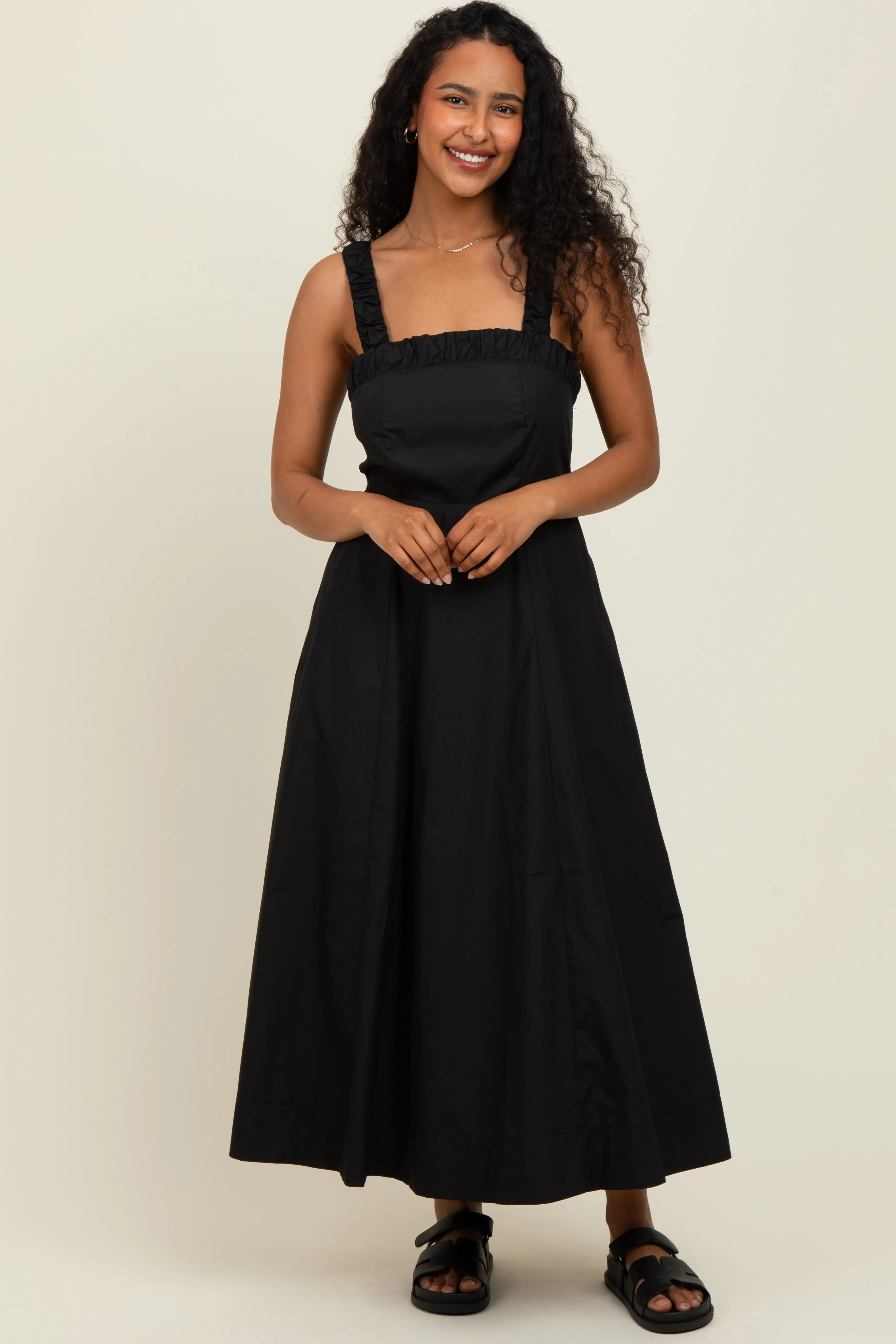 Black Back Bow Tie Detail Sleeveless Midi Dress sold by Pinkblush product image thumbnail 2