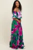 Purple Tropical Floral Off Shoulder Flounce Maxi Dress sold by Pinkblush