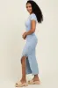 Light Blue Side Slit Maxi Dress sold by Pinkblush
