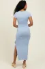Light Blue Side Slit Maxi Dress sold by Pinkblush