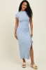 Light Blue Side Slit Maxi Dress sold by Pinkblush