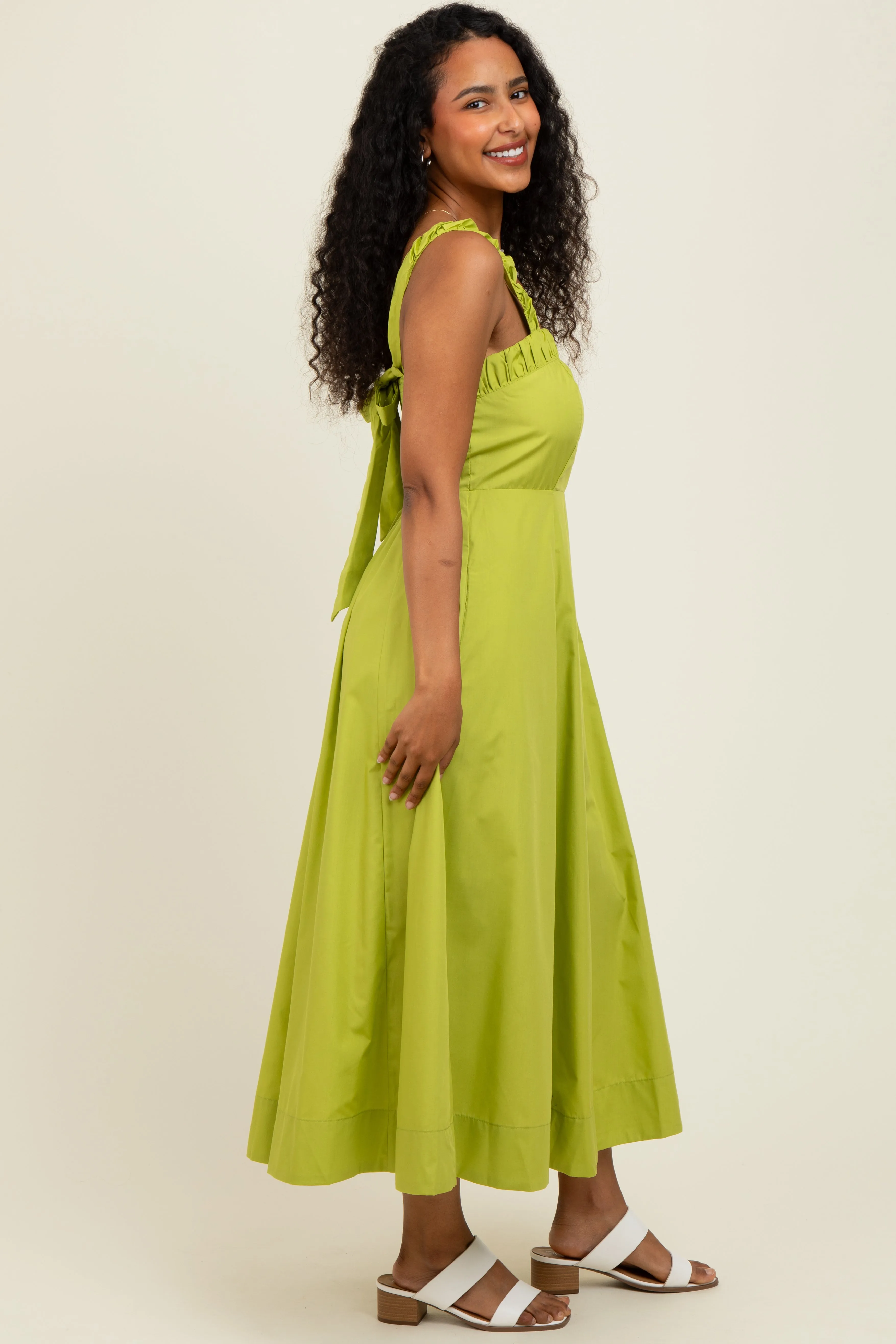 Lime Back Bow Tie Detail Sleeveless Midi Dress sold by Pinkblush product image thumbnail 2