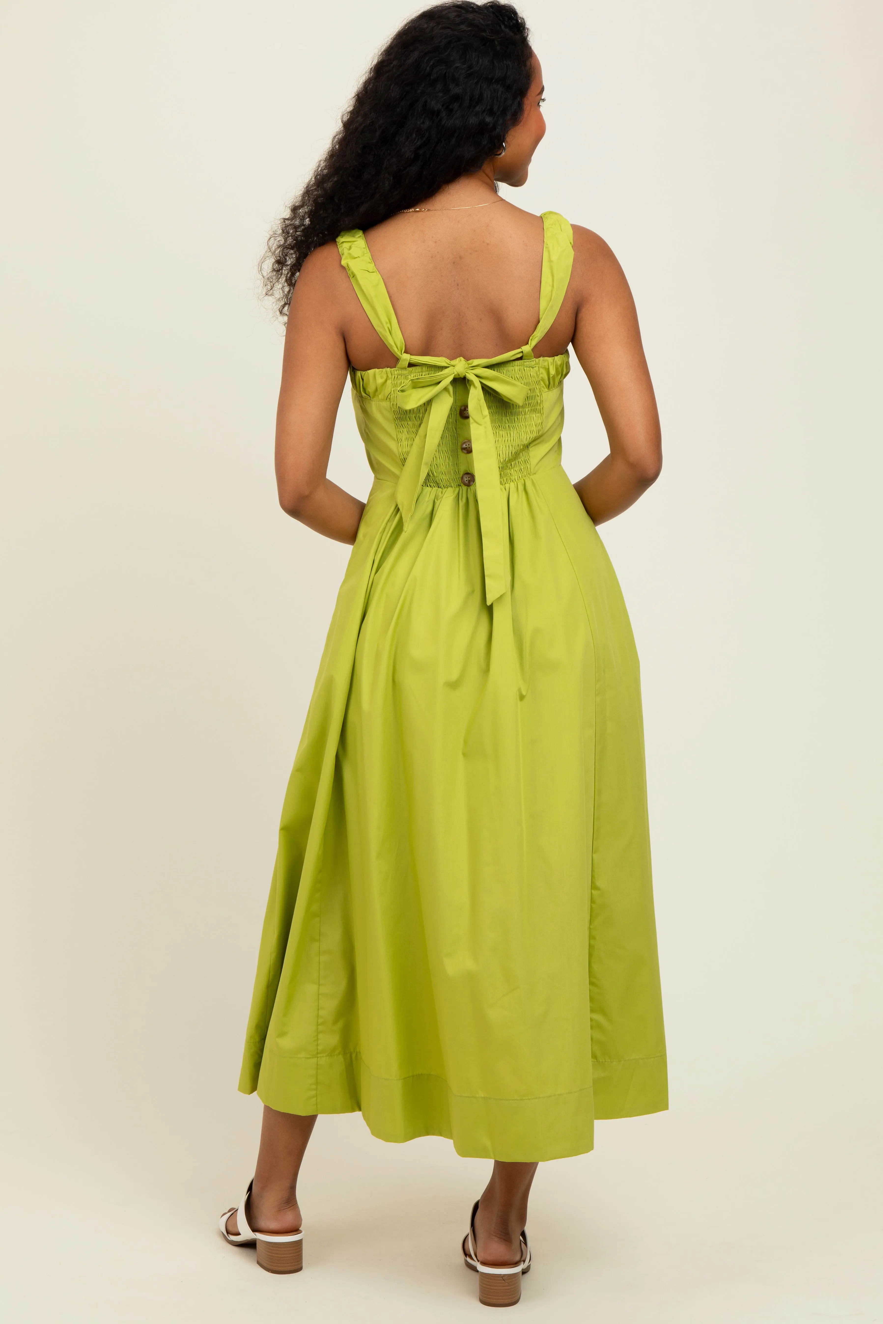 Lime Back Bow Tie Detail Sleeveless Midi Dress sold by Pinkblush product image thumbnail 3