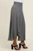 Charcoal Smocked Waist Rounded Hem Midi Skirt sold by Pinkblush