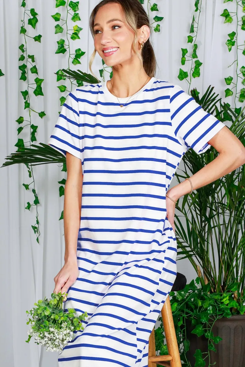 Blue Striped Side Slit Maxi Dress sold by Pinkblush product image thumbnail 2