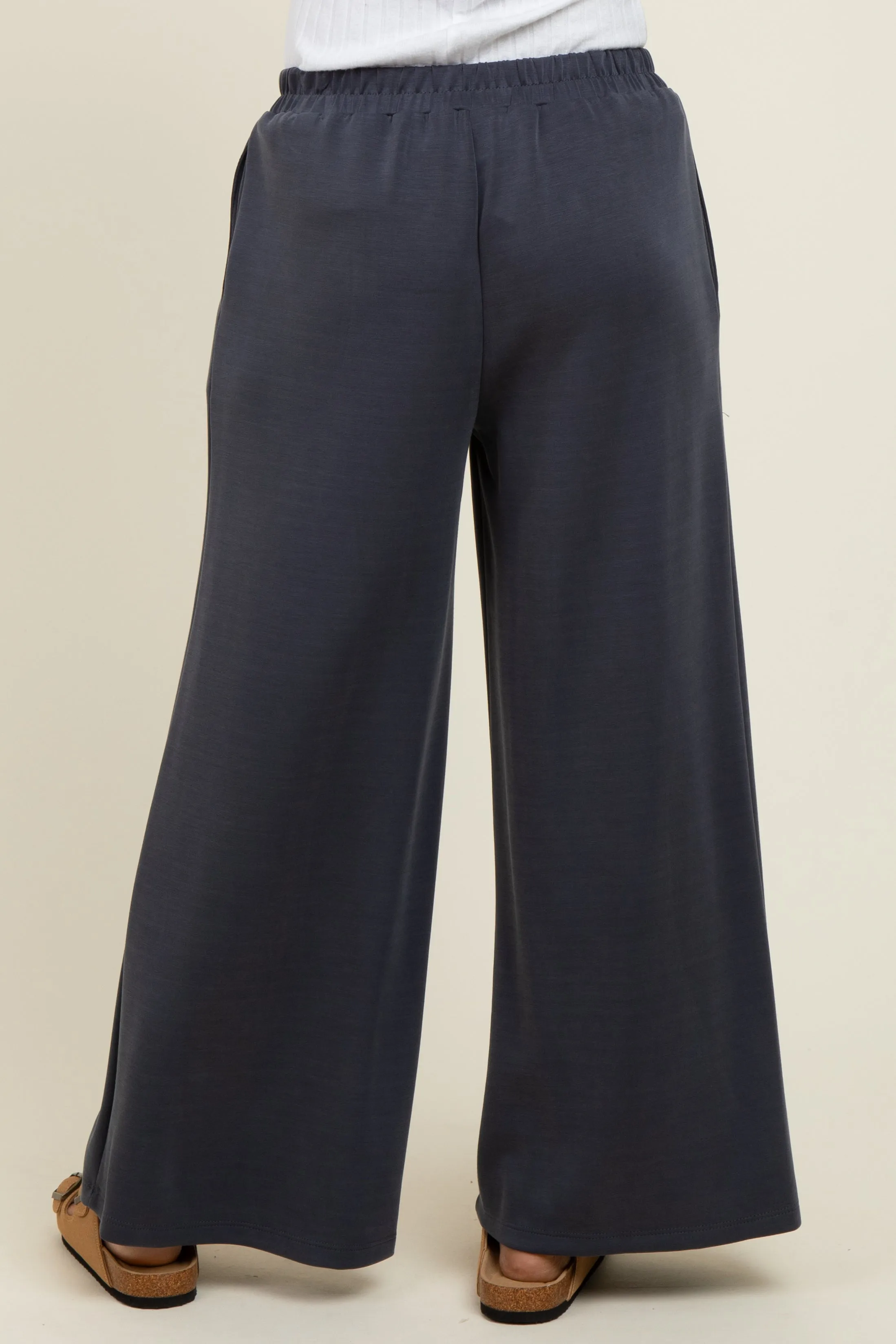 Charcoal Drawstring Wide Leg Pants sold by Pinkblush product image thumbnail 5