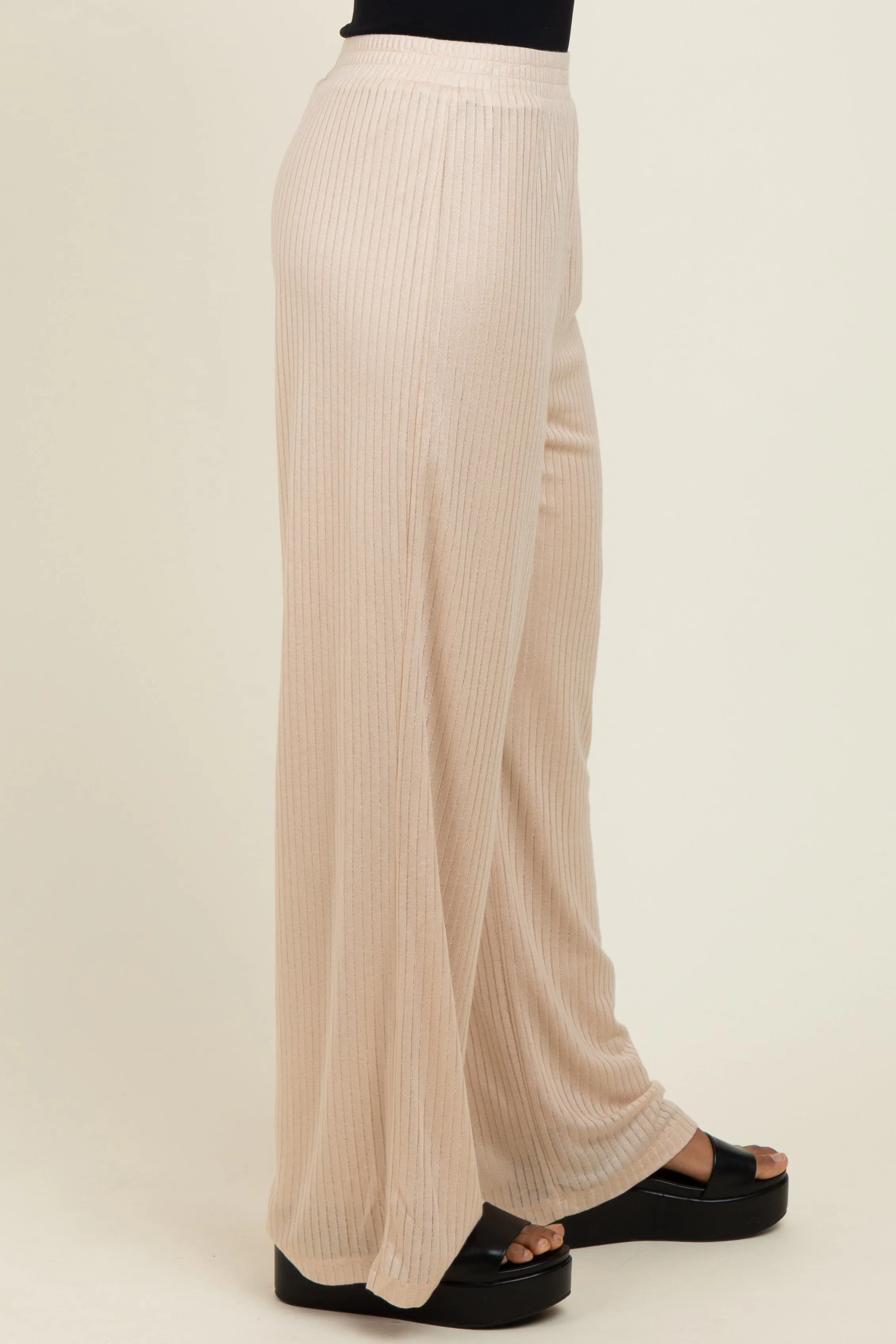 Beige Ribbed Side Pocket Lounge Pants sold by Pinkblush product image thumbnail 4