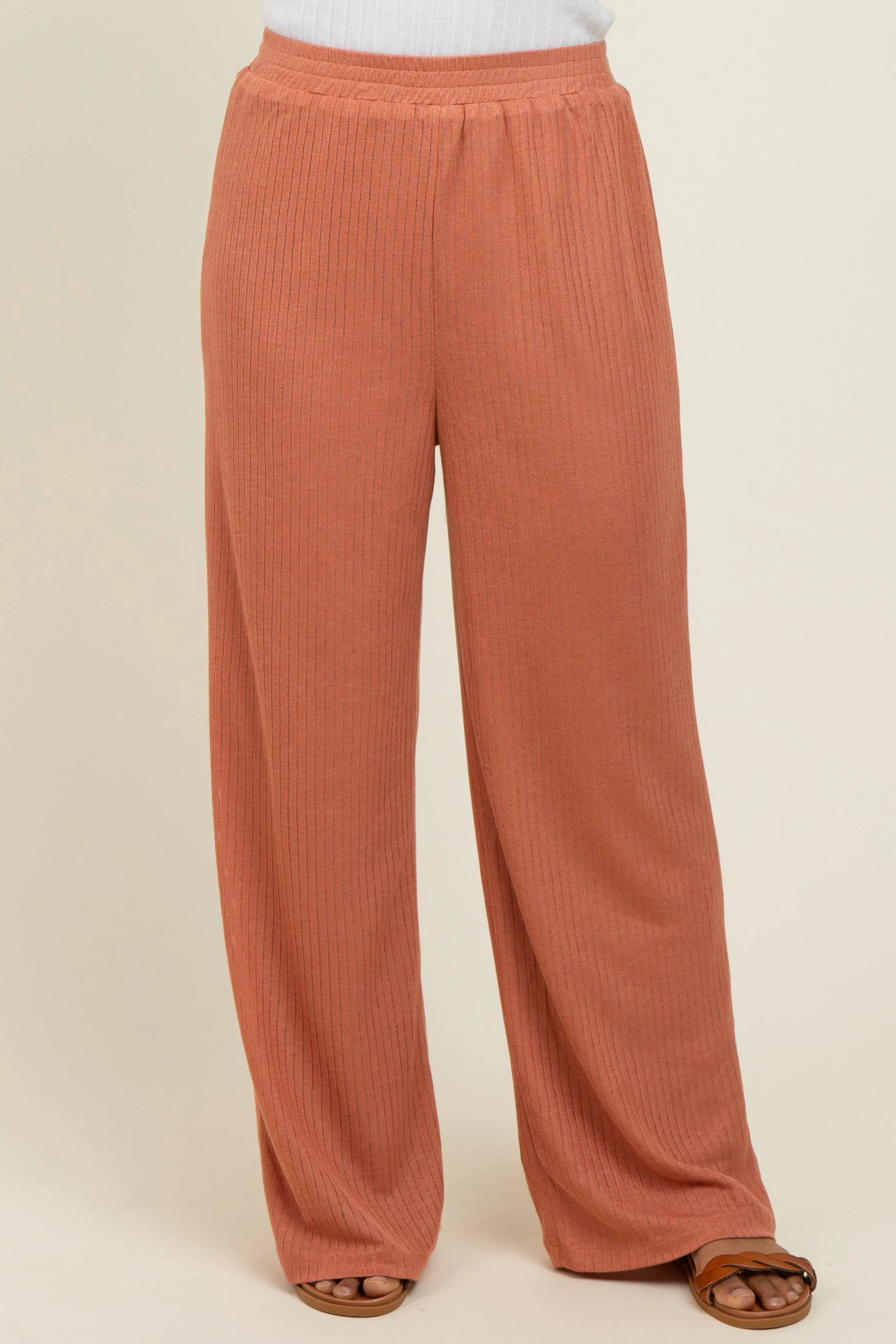 Rust Ribbed Side Pocket Lounge Pants sold by Pinkblush product image thumbnail 2